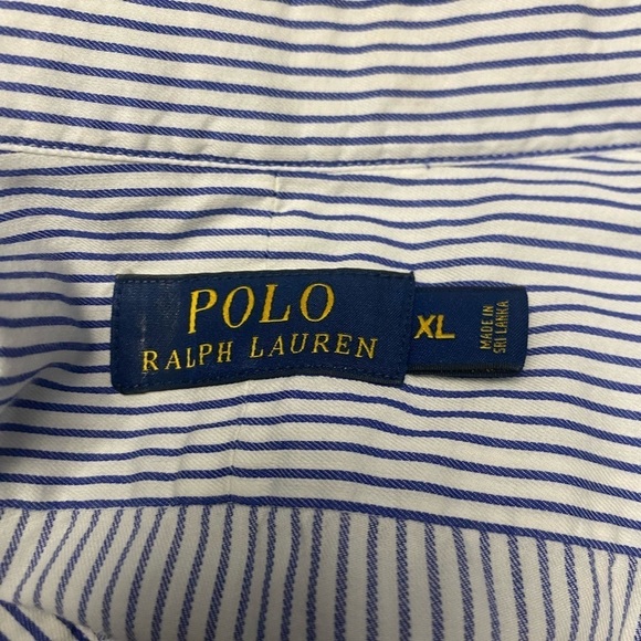 Mens POLO Ralph Lauren Classic Fit Striped Button Down Large XL Blue White - Picture 6 of 6
